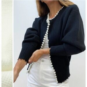 Commense Pearl Cardigan Black Size S Seaside Grandmacore Career Casual Party